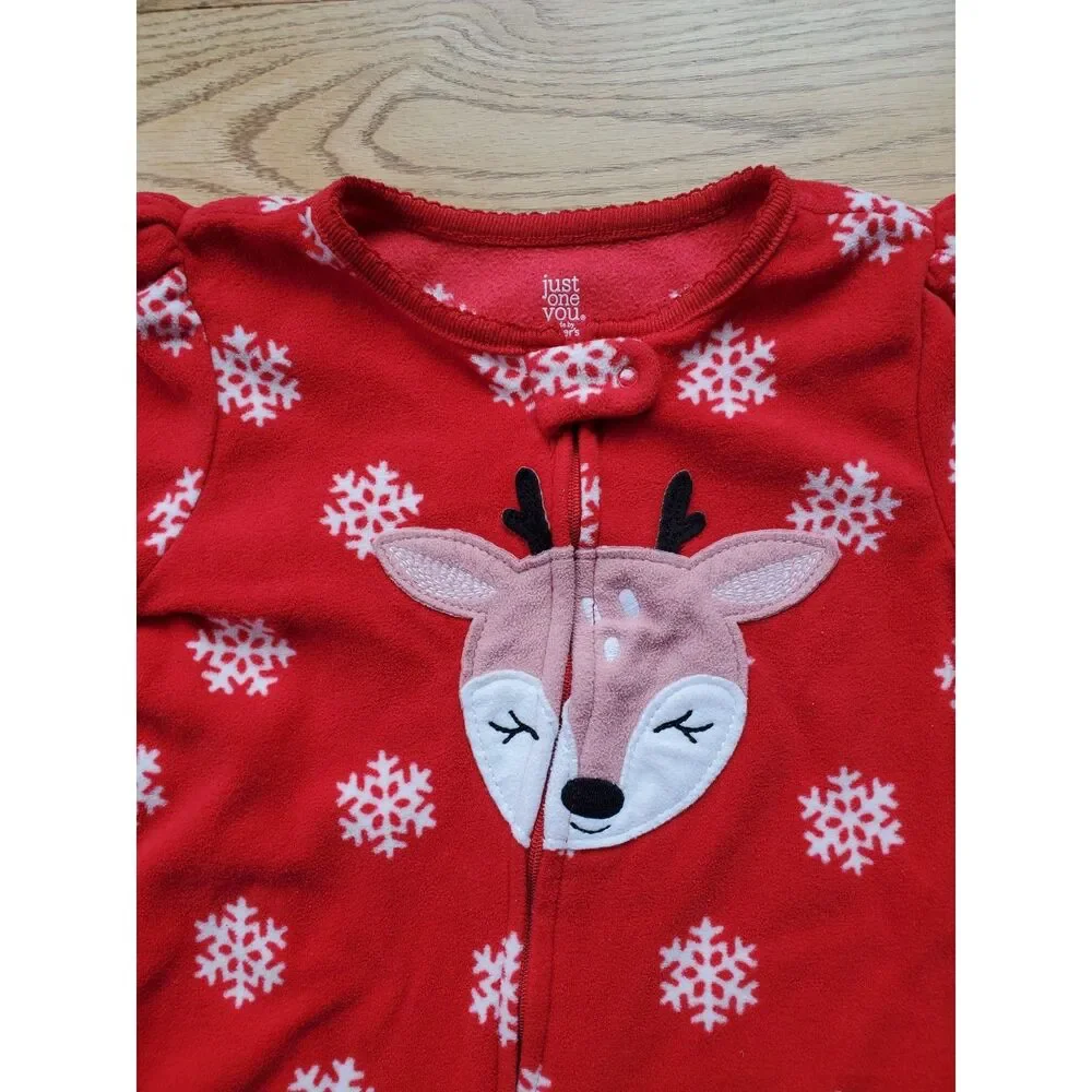 Just You by Carter's 3T Lot of 2 Fleece Footed One-Piece Pajamas Christmas Santa